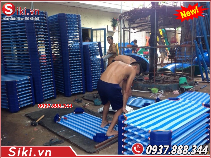 Sản xuất thiết bị dạy học mầm non: giường mầm non Vân Anh